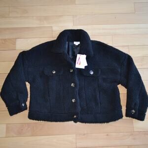 NWT LuLaRoe Berlin Sherpa Fleece Jacket Size L Black